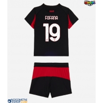 Otroški Nogometni dresi AC Milan Youssouf Fofana #19 Domači 2025-26 Kratek Rokav (+ Kratke hlače)